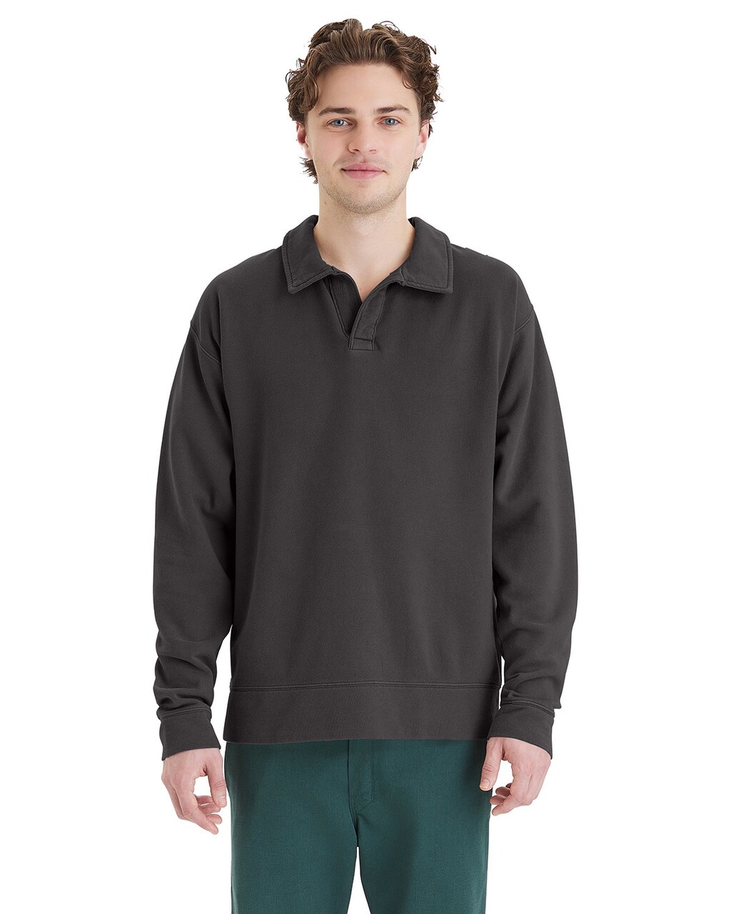 ComfortWash by Hanes® Garment Dye Polo Collar Sweatshirt - GDH490